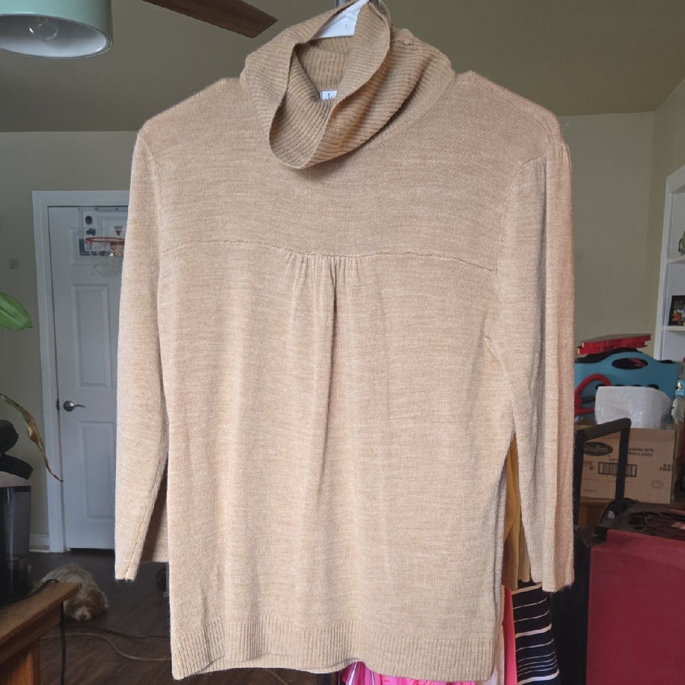 Designers Originals Tan Cowl Neck Sweater Fine Knit